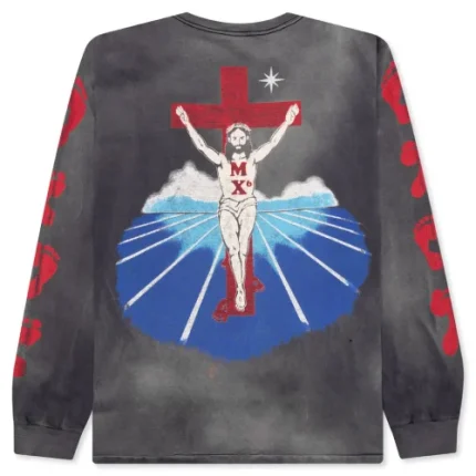 Saint Michael Foot Print L/S Tee- Black