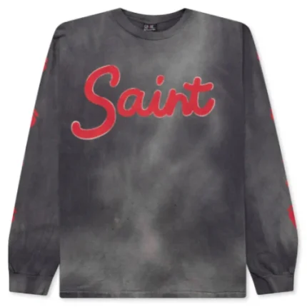 Saint Michael Foot Print L/S Tee- Black