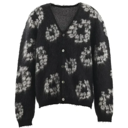 Saint Michael X Denim Tears Cotton Wrteth Mohair Cardigan- Black