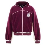 Saint Michael X Lastman Zip-Up Track Burgundy Jacket Front View
