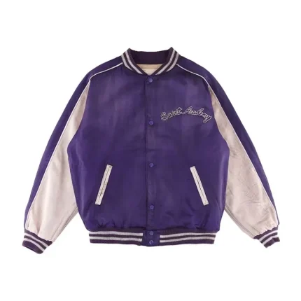 Saint Michael x Shermer Academy Sukajan Jackets Navy/Purple Front View
